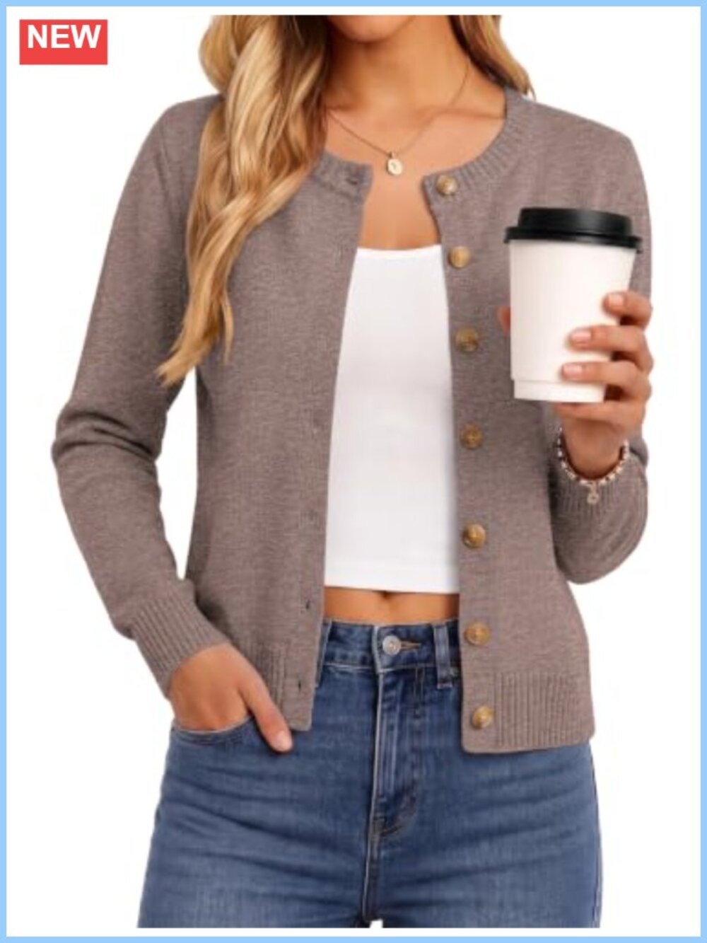 Womens Button Up Cardigan Long Sleeve Knit Sweater Fall Layering Top